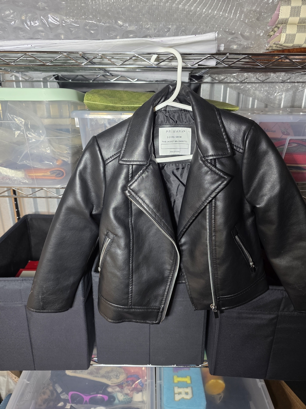 Primark Black Faux Leather Girls' Biker Jacket 2T